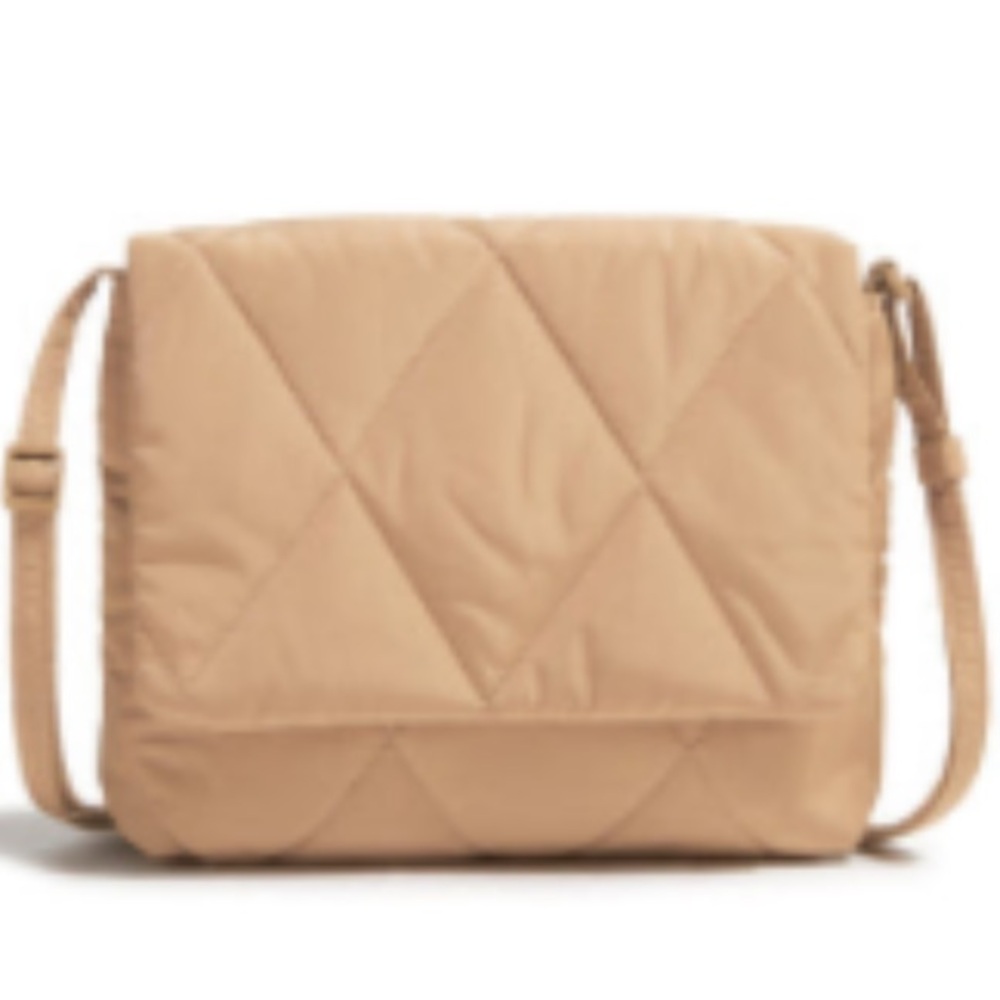 Vera Bradley small flap hipster crossbody. Tan quilted. Magnetic closure. NWT